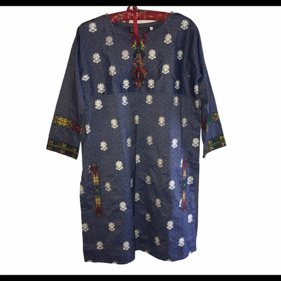 Vintage Pakistan Blue MIDI Dress - Picture 5 of 7